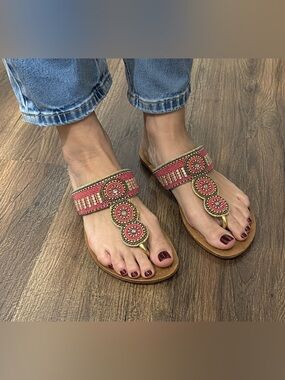 Anthropologie Z&L leather boho/indie beaded sandals